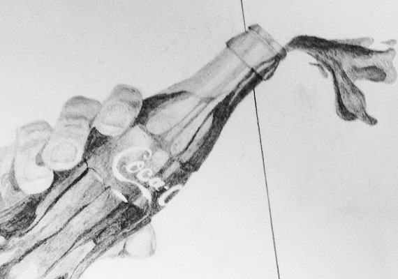 Pencil rendering of a 50s style Coca Cola ad.