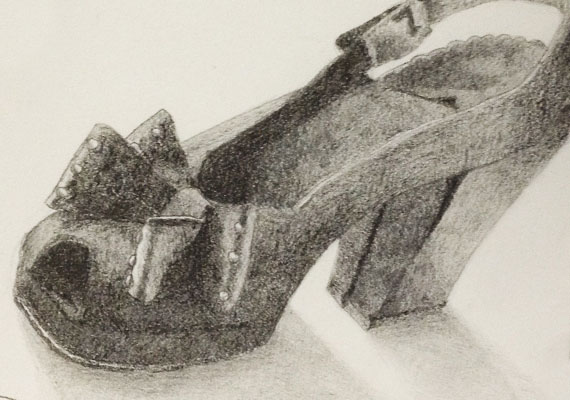 Pencil rendering of a shoe.