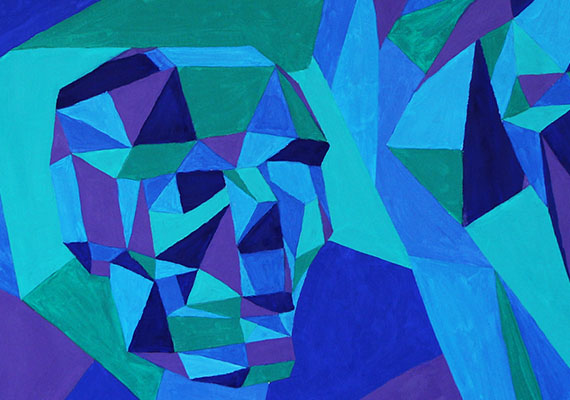 Oil on canvas, 2' x 5.5'.