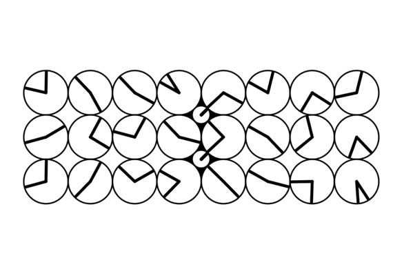 Stacked clocks that, as a group, form a digital-looking clock. Written in Processing. Learn more about the project <a href='clock/'>here</a>.