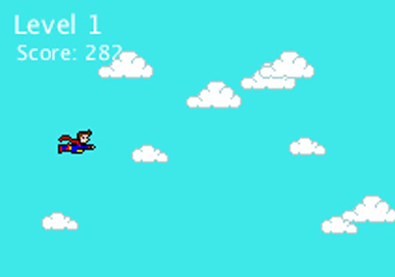 This simple retro arcade-style dodging game was written in Processing and is controlled with the slider sensor for Arduino. Learn more about the project <a href='superman/'>here</a>.