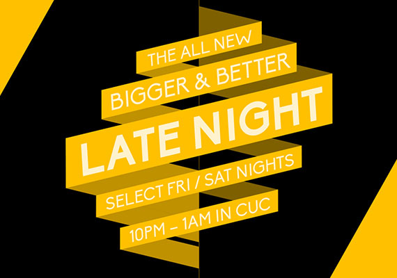 Postcard design for college organization Late Night @ CMU.